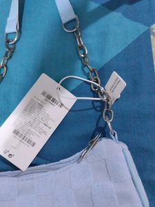 Baby Blue Checkerboard Shoulder Bag