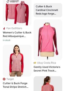 Pink &amp; White Striped Quarter Zip Pullover