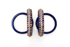 Royal blue silk thread bangles with White Stone Wo