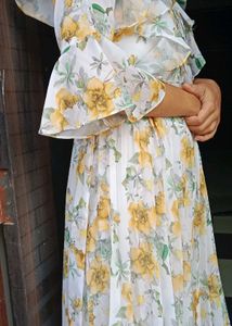 Floral Print Pleated Summer Dress