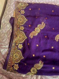 Stunning Purple Embroidered Saree