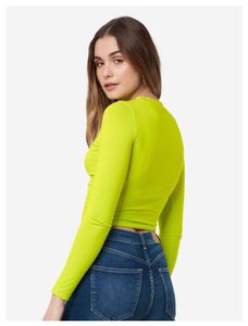 Lime Green Cut-Out Long Sleeve Crop Top