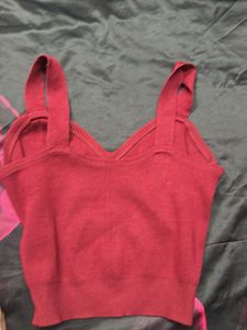 Burgundy Heart Button Tank Top