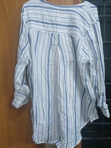 Striped Button-Up Tunic Top