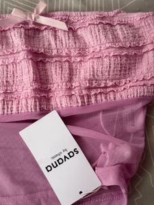 Pink Strapless Smocked Mesh Top