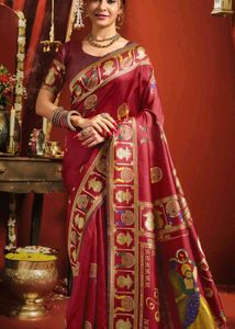 Elegant Maroon Silk Saree with Stiched Blouse