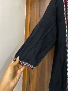 Embroidered Black Kurta