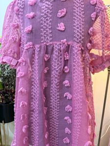 Chic Pink Textured Mini Dress