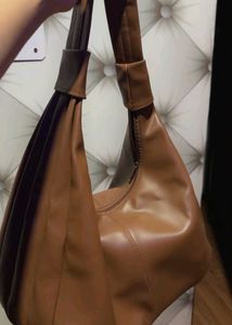 Chic Brown Ruched Hobo Bag