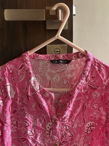 Vibrant Pink Floral Print Kurta