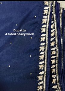 Embroidered Blue Kurta Set with Dupatta