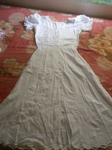 White Broderie Anglaise Midi Dress