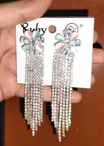 Stunning Crystal Flower Drop Earrings
