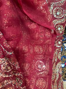 Elegant Maroon &amp; Gold Embroidered Saree