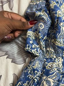 Blue Floral Print Summer Dress