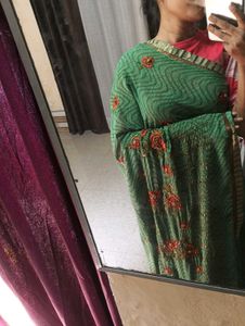 Elegant Green Embroidered Saree