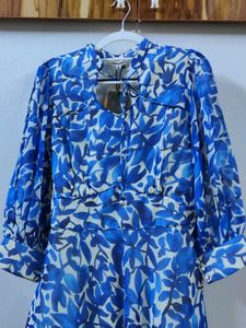 Chic Blue Floral Midi Dress