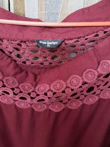 Maroon Bell Sleeve Lace Top