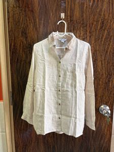 34 bust Beige Linen Blend Shirt women’s