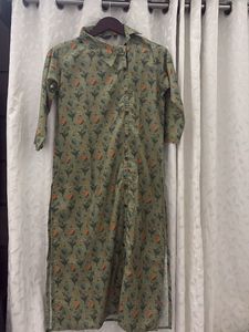 Elegant Olive Green Floral Print Kurta