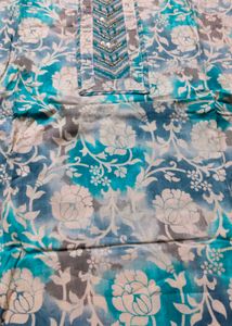 `Teal Blue Floral Cotton 3pc  dress material,Suit