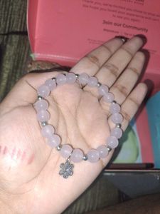 Pink Beaded Bracelet with Flower Charm