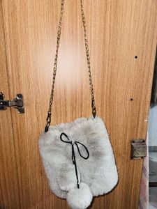 Grey Chic Faux Fur Shoulder Bag