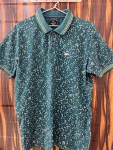 Men's Green Printed Polo T-Shirt
