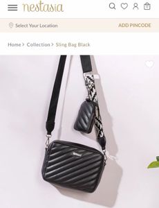 Quilted Black Sling Bag with Pouch