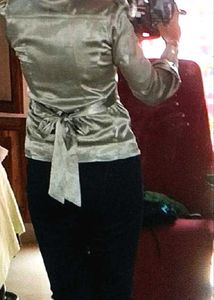 Imported Satin Fitted top With Belt
