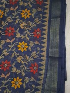 new Floral Print Blue Saree with blouse