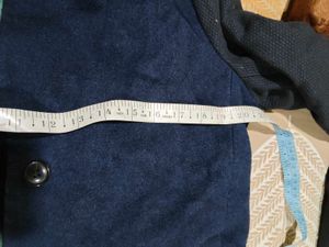 Men's Navy Blue Textured Blazer winter long korean