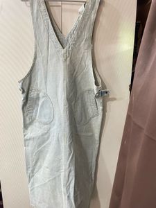 Light Wash Denim Pinafore Dress