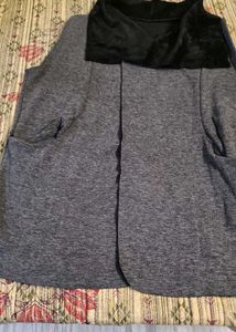 Gray Open Front Cardigan