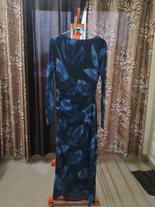 Elegant Blue Floral Sheath Dress