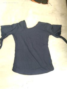 Stylish Blue Cold Shoulder Top
