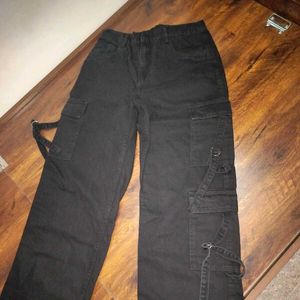 Korean  Baggy Black Cargo Form Zudio