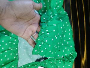 Green Polka Dot Wrap Dress