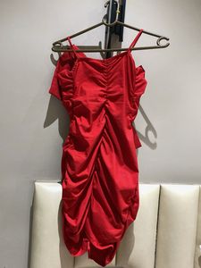 Stunning Red Ruched Bow Detail Dress