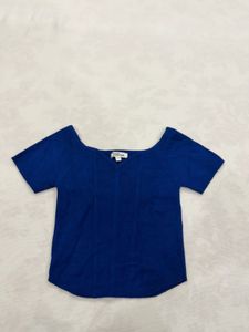 Blue V-Neck crop Top