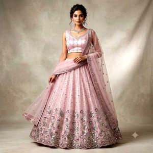 Stunning Pink Sequined Lehenga Choli