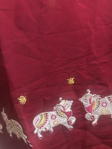 Embroidered Maroon Kurta set with dupatta