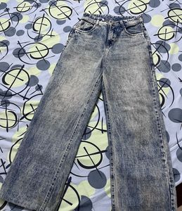 Acid Wash Wide Leg Jeans