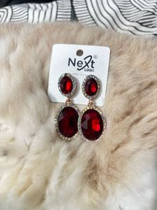 Stunning Red Gemstone Drop Earrings