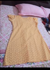 Bright Yellow Embroidered Kurta