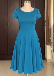 Classic Blue Fit and Flare Dress