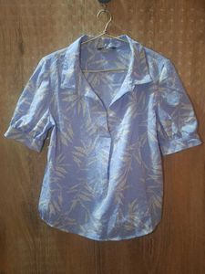 Zudio Light Blue Leaf Print Button-Up Shirt