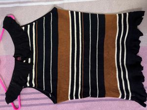 Striped Ruffle Knit Top