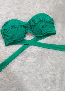 Green Schiffli Frill Style Padded Bikini Top