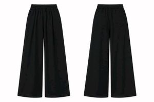 New Black Wide Leg Cotton Linen Pants